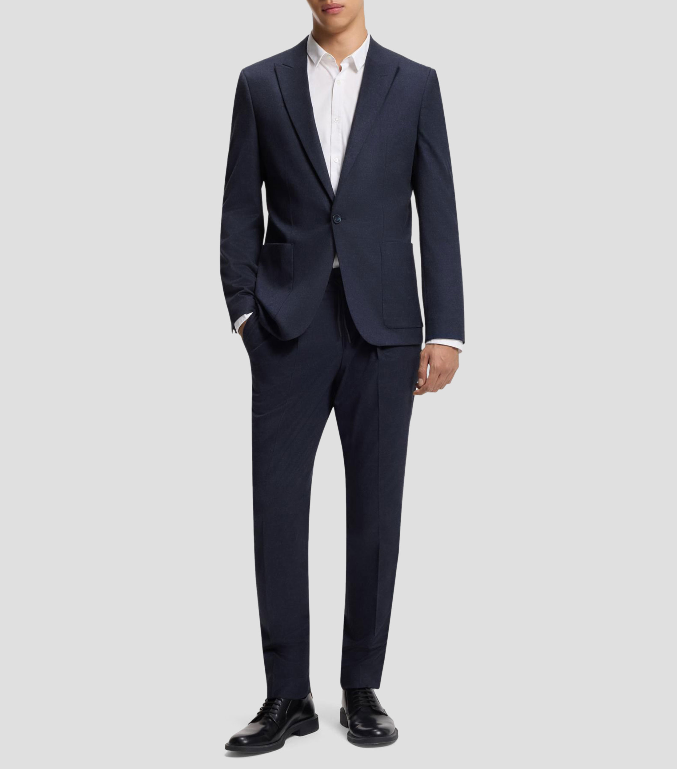Pantalones slim fit en franela elástica jaspeada Hombre